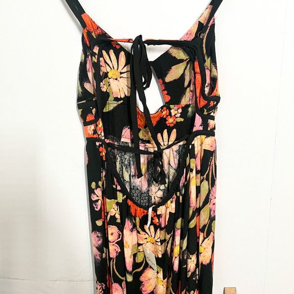 NWT Free People Wisteria Maxi Dress Foral Colorful Open Back Women Size Large - Picture 8 of 9